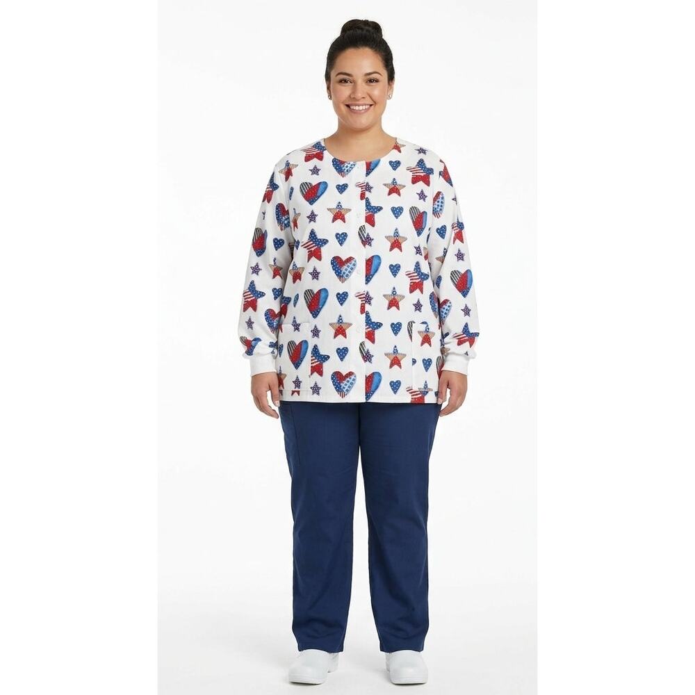 Simply Basic Women's Nurses Scrub Top Cotton Polyester Holiday Plus Size 3X